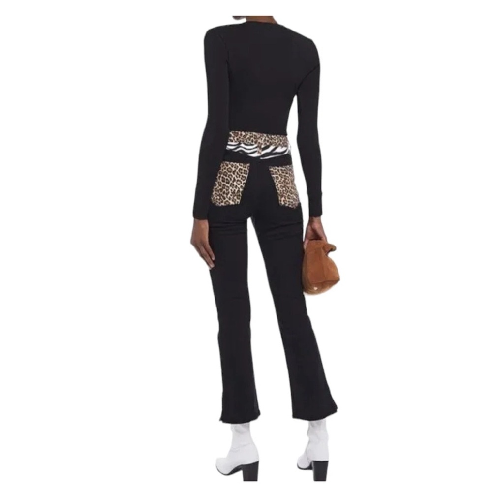 Alice + Olivia Good Queen of The Night High Rise Animal Print Black Jeans